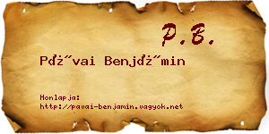 Pávai Benjámin névjegykártya