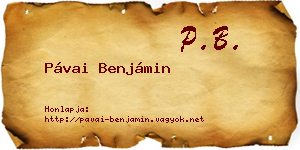 Pávai Benjámin névjegykártya
